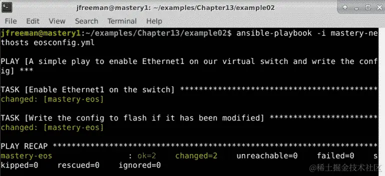 图 13.1 - 使用 Ansible 配置 Arista vEOS 设备