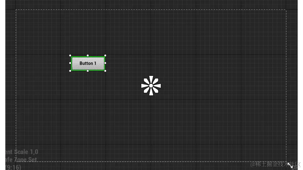 图 8.12：将按钮的锚点更改为中心后的锚点奖章