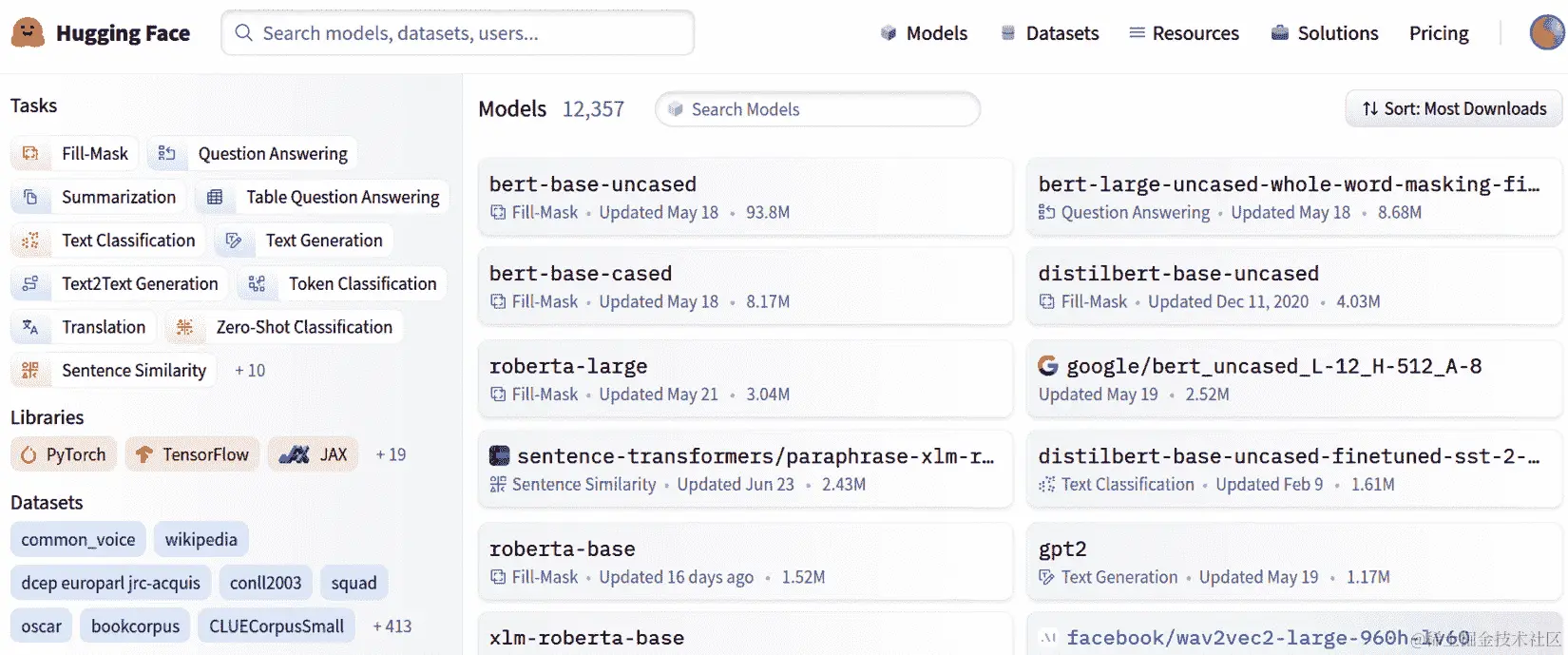 图 2.11 – Hugging Face 模型库 