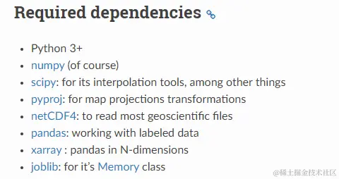 Required dependencies