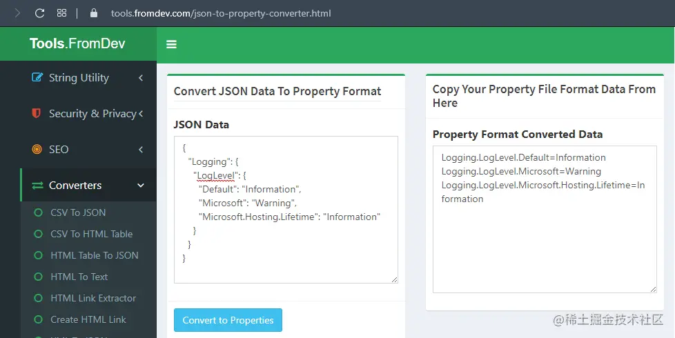 json2properties