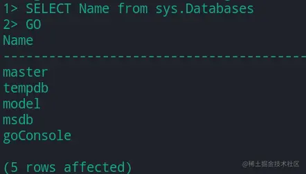 SQL Server Databases Retrieved Name