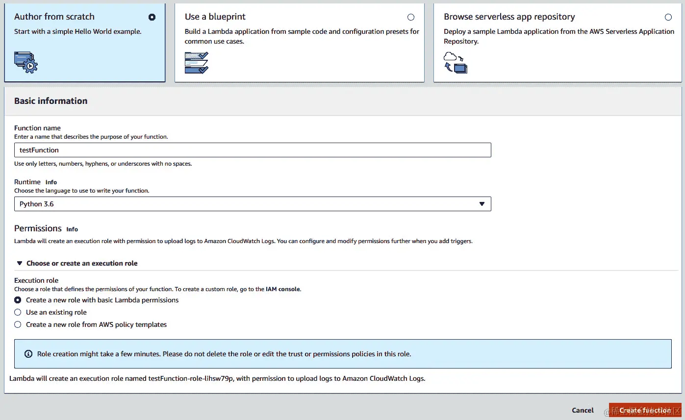 图 7.2-从头创建 Lambda 函数