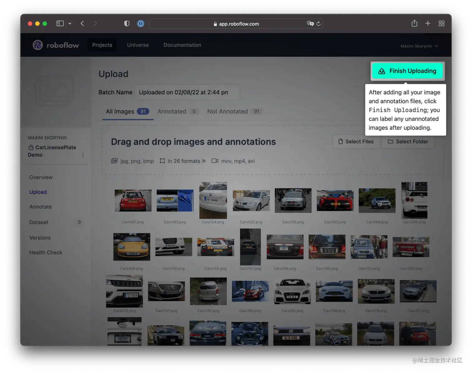 The number of images was reduced since Roboflow automatically eliminated some duplicates