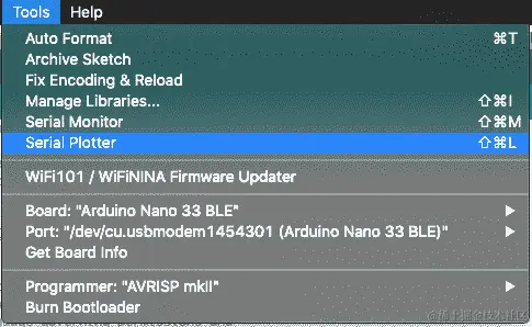 串行绘图器菜单选项的屏幕截图