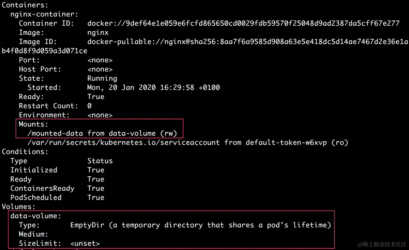 图 9.2：描述具有挂载的 emptyDir 卷的 pod