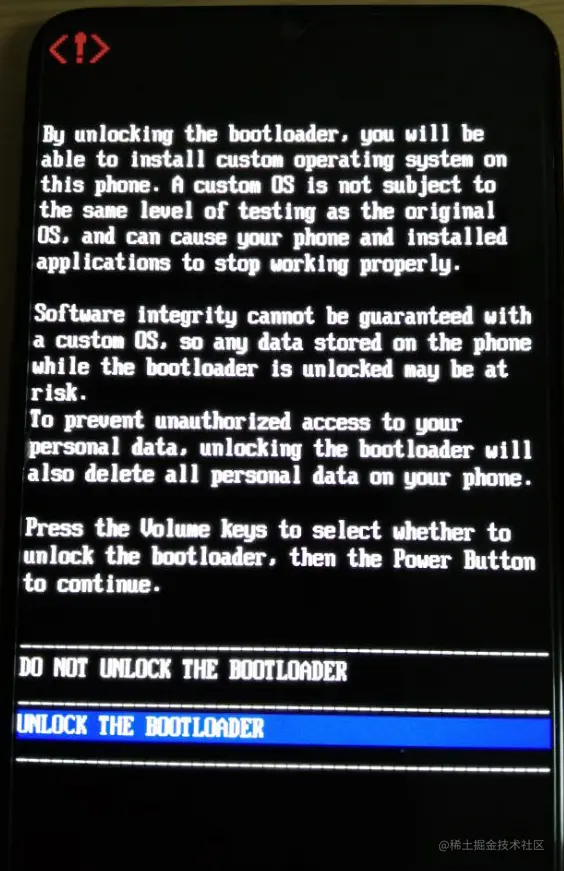 选择解锁--unlock the bootloader