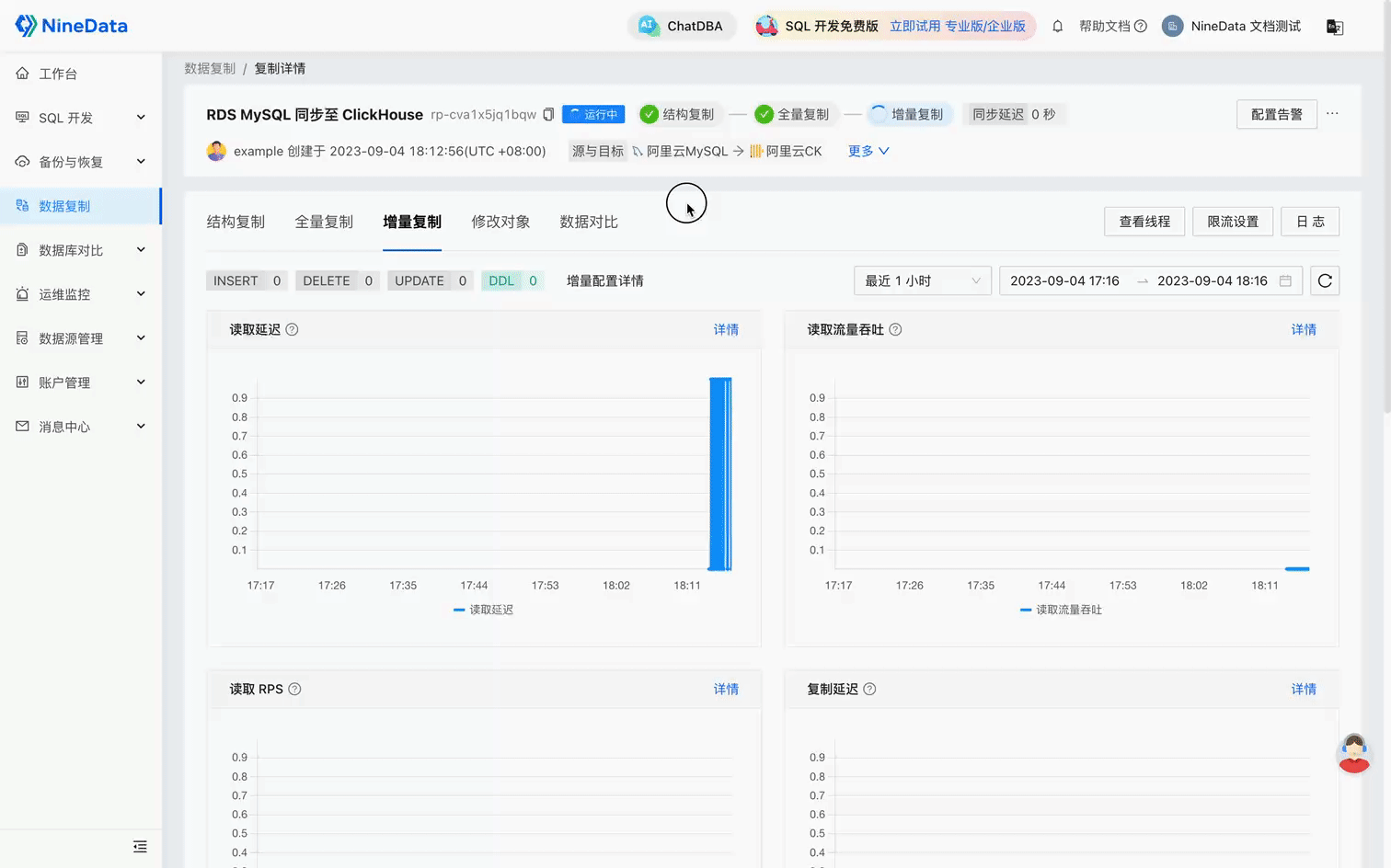 NineData查看复制任务