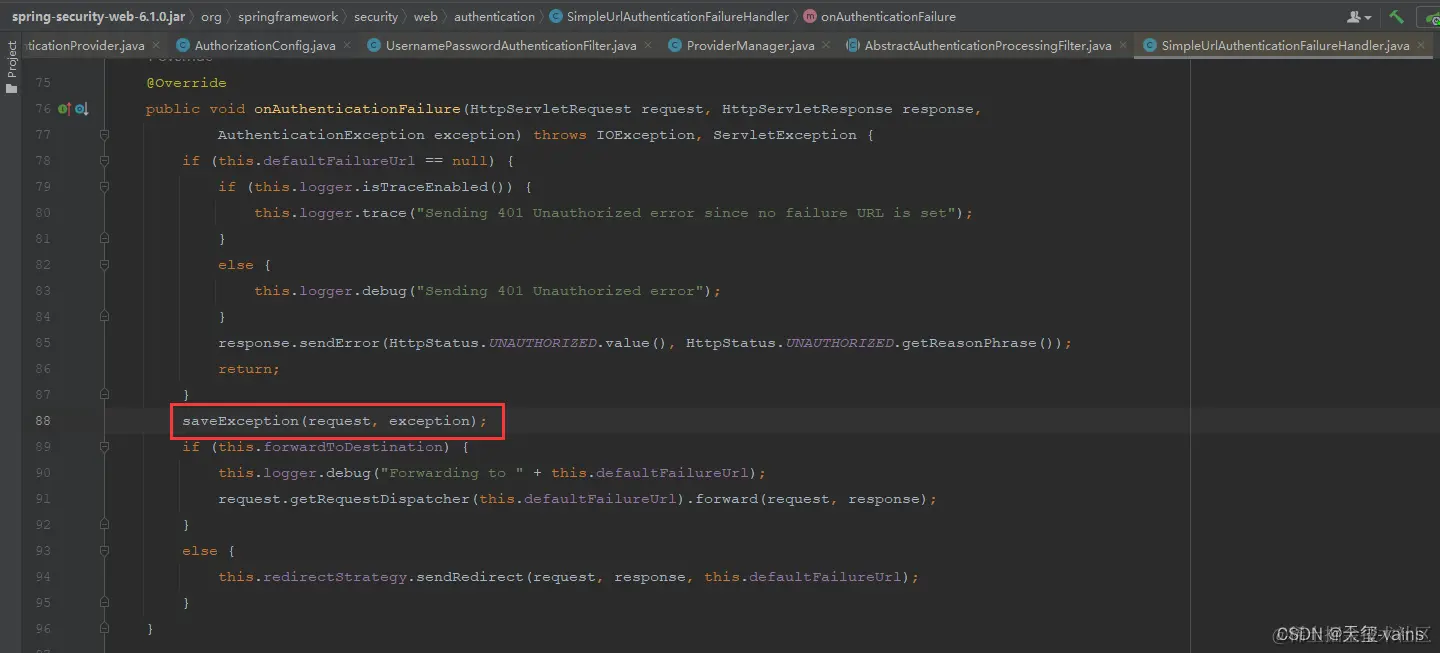 onAuthenticationFailure