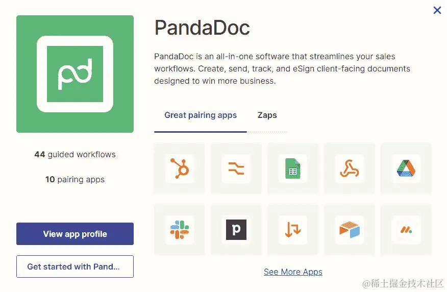 图 2.18 - PandaDoc 应用程序概要摘要弹出窗口