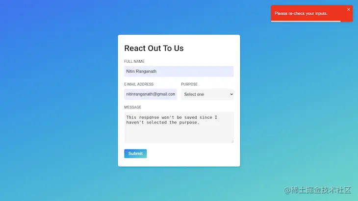 Contact Form Attempted To Submit With Red Unsuccessful Messages