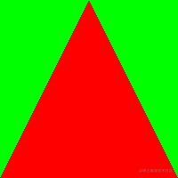 一个简单的绿色背景的红色三角形