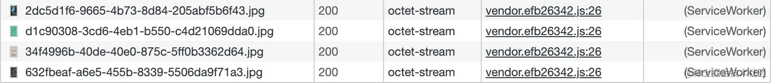 DevTools screenshot showing the resources that are loaded by the browser. There are four jpeg images.