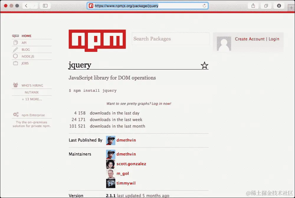 使用 NPM 安装 jQuery