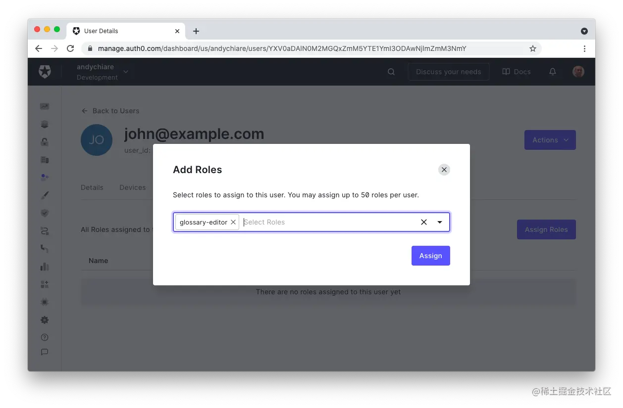Assign editor role to the user