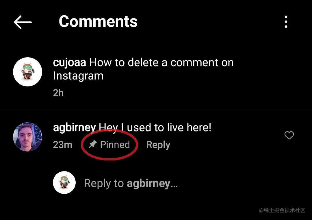 固定评论 instagram