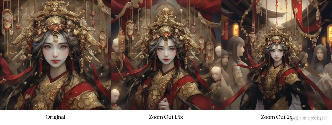 An image zoom out by 1.5x and 2x, Midjourney zoom out feature