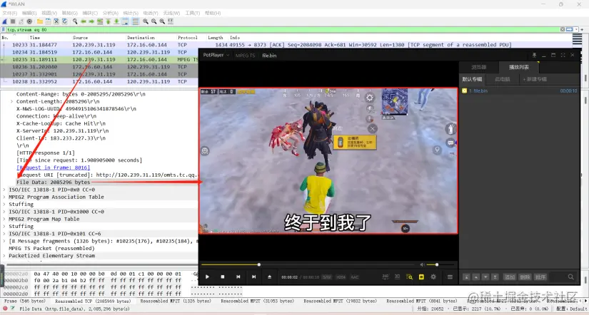 "字节流导出HTTP中的数据载荷后作为视频文件播放"