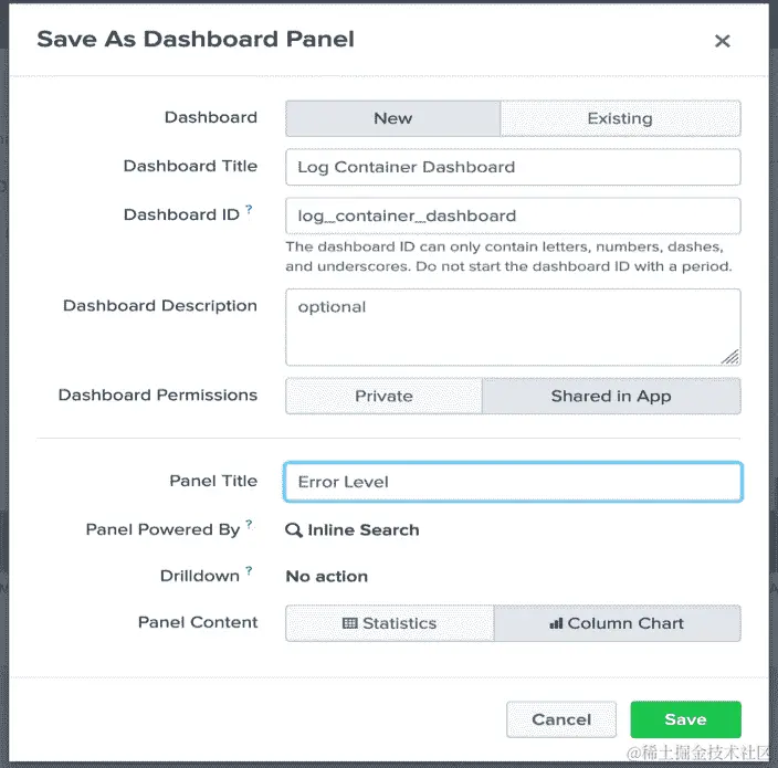 图 14.28：从搜索结果创建仪表板