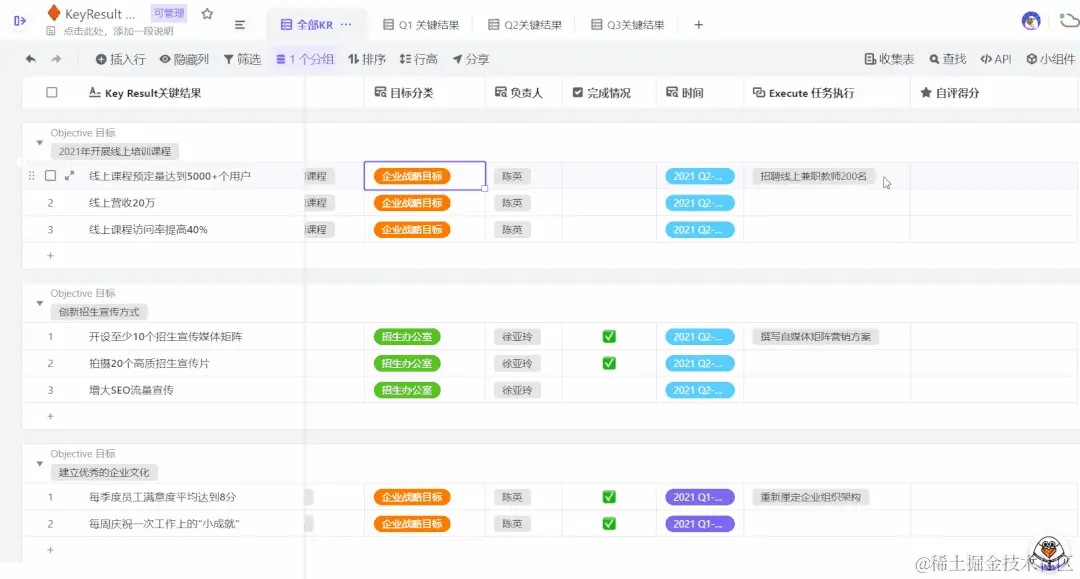 OKR落地四部曲：vika维格表帮你快速养成OKR思维