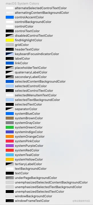 macOS system Colors