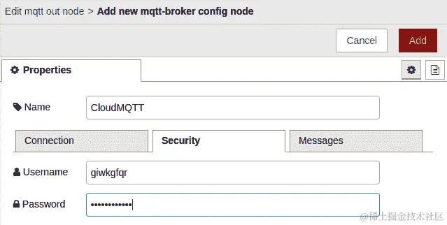 图 11.13 – MQTT 代理用户和密码设置