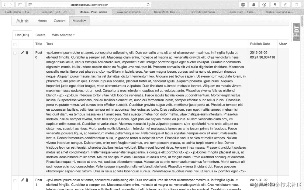 Creating database admin pages