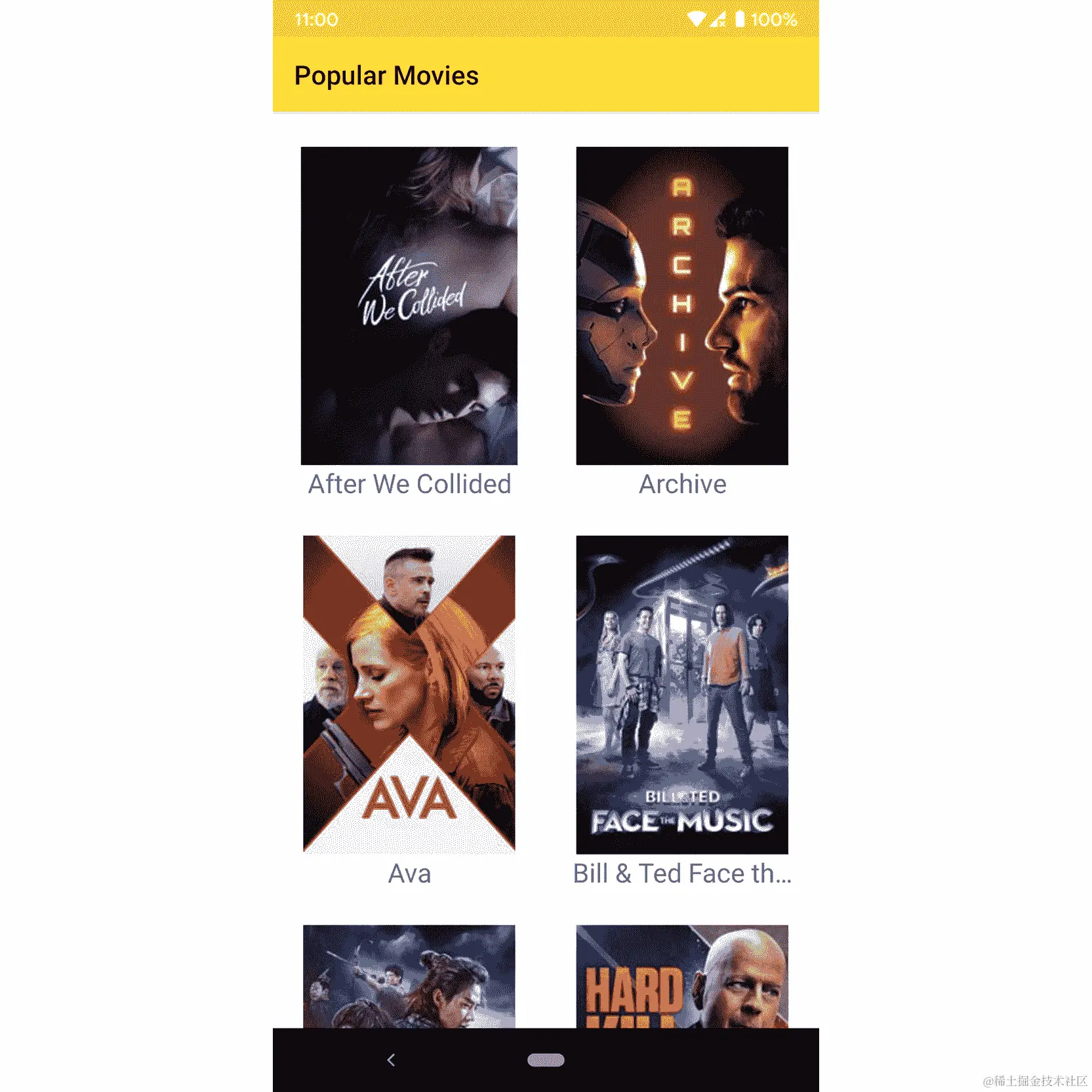 图 14.5：Popular Movies 应用程序使用 WorkManager 更新其列表
