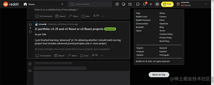 Infinite Scroll Reddit Example