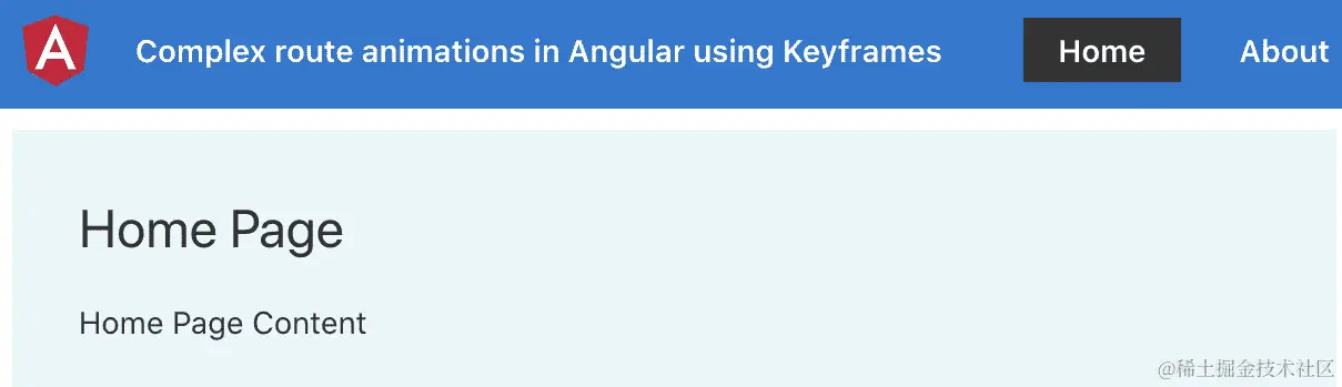 图 4.9 – complex-route-animations 应用程序运行在 http://localhost:4200