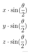 xsin(θ/2)、ysin(θ/2)、z*sin(θ/2)