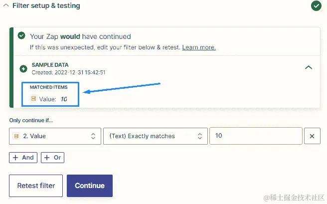 图 7.2 – Filter by Zapier 应用中已通过测试过滤器的概览