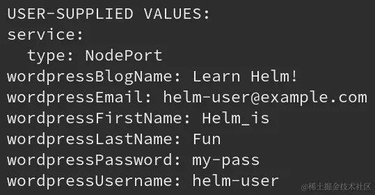 图 3.16 - wordpress 发布中的用户提供的值