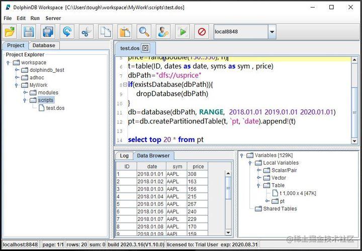 DolphinDB client software tutorial for the sequential database - Moment ...