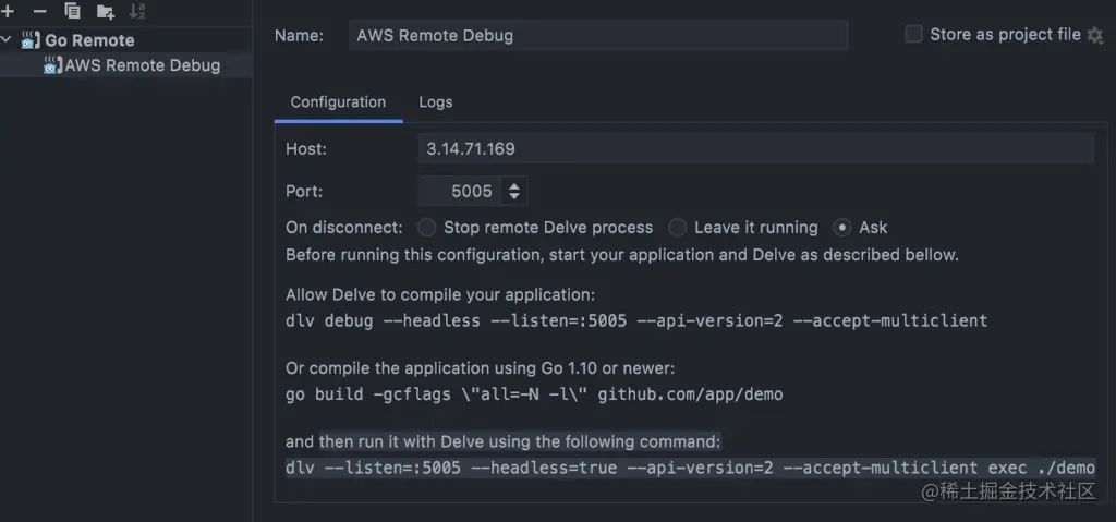 Go Remote Debug Intellij