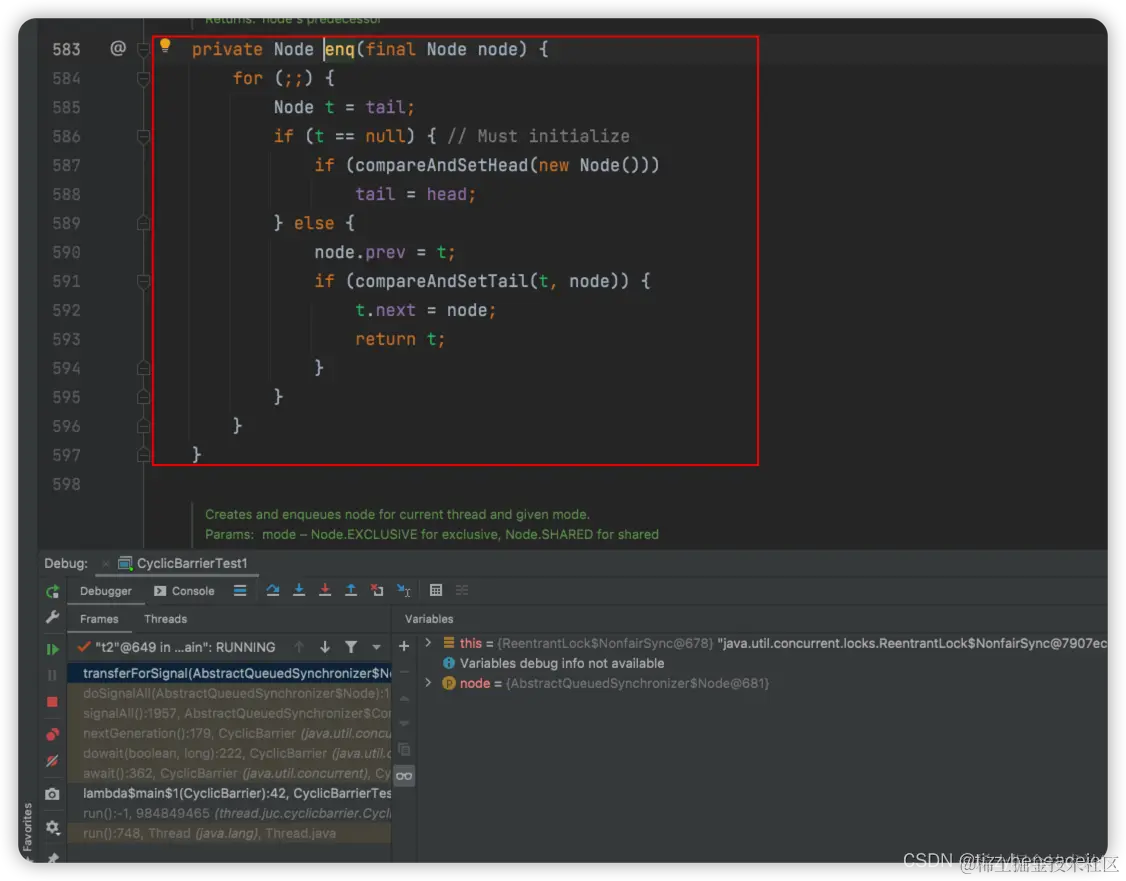 Node p = enq(node);