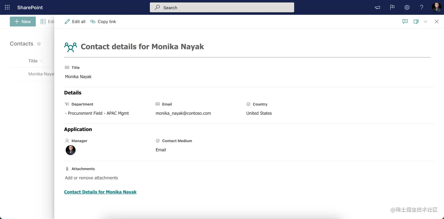 带有部分的自定义列表表单正文