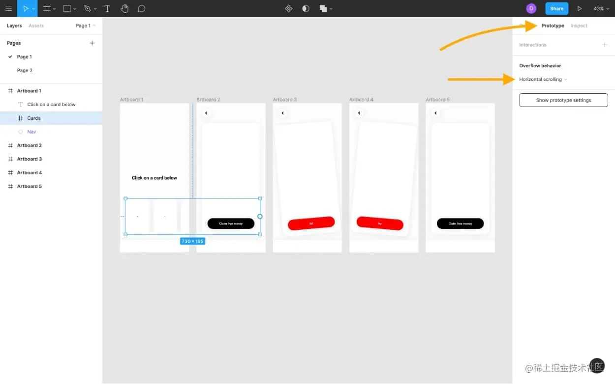 Figma: horizontal scrolling