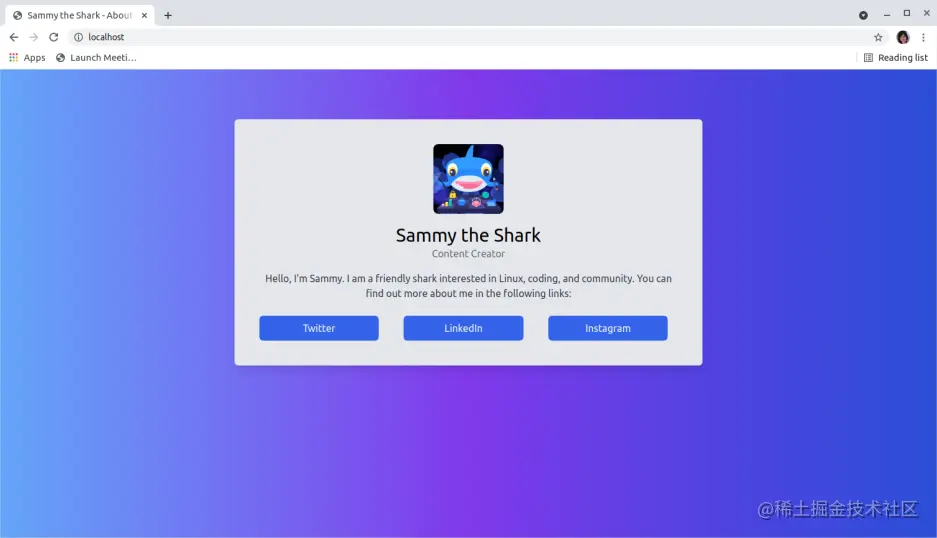 Final result - Laravel about me page with Tailwind