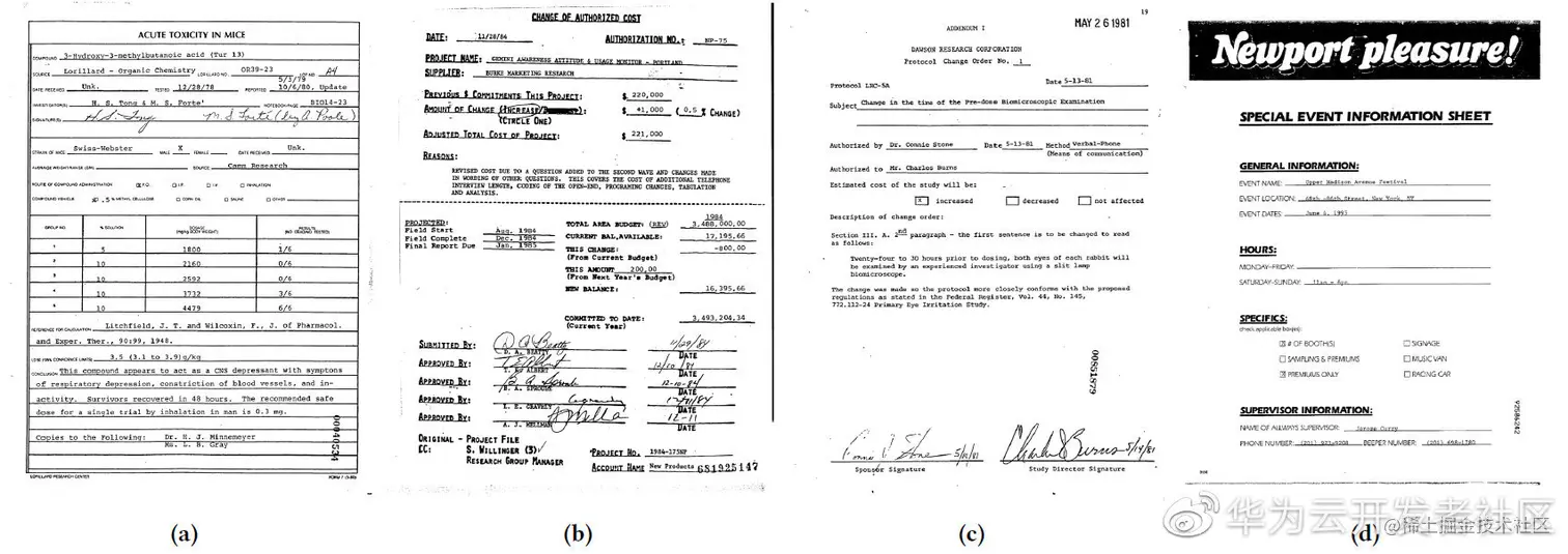 图1. 不同版面与格式的商业文档扫描图像