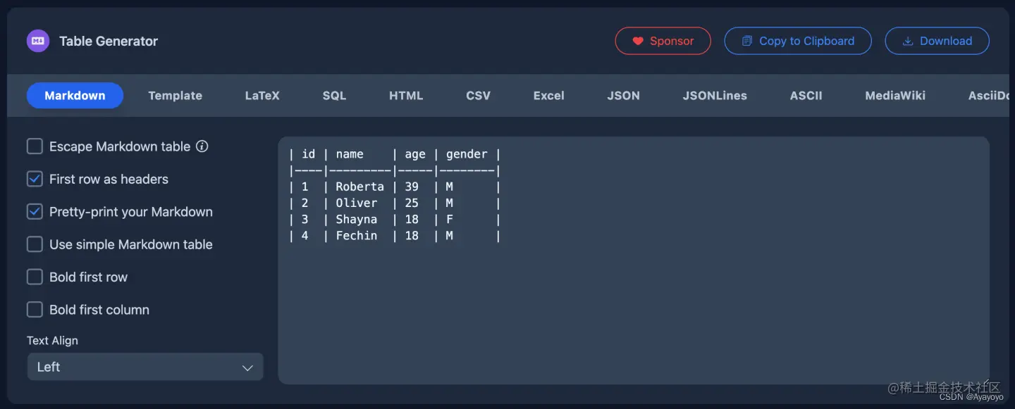 Table Generator 表格生成器