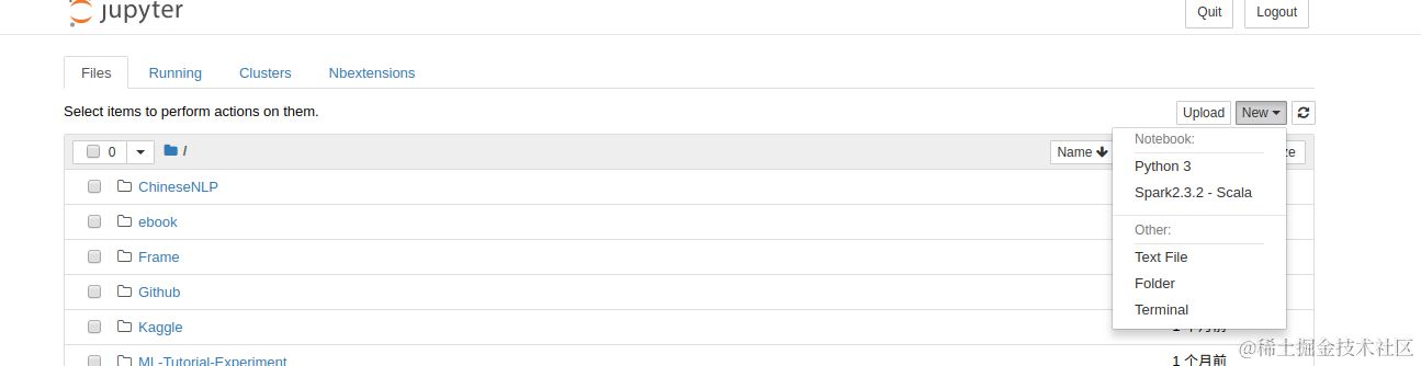 检测jupyter新建项目选项