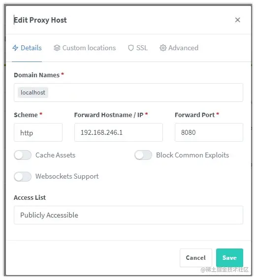 nginx reverse proxy manager
