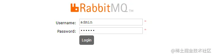 RabbitMQ登录界面