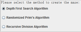 迷宫创建算法相关参数设置图