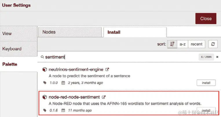 图 7.25 – 安装 node-red-node-sentiment