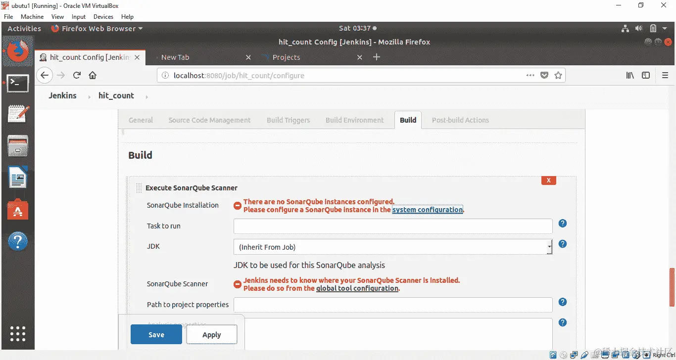 图 8.43：由于 SonarQube 尚未配置而生成的错误