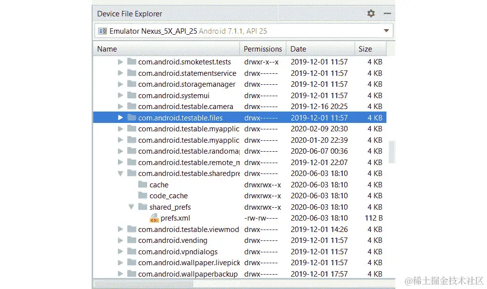 图 11.6：Android 设备文件浏览器