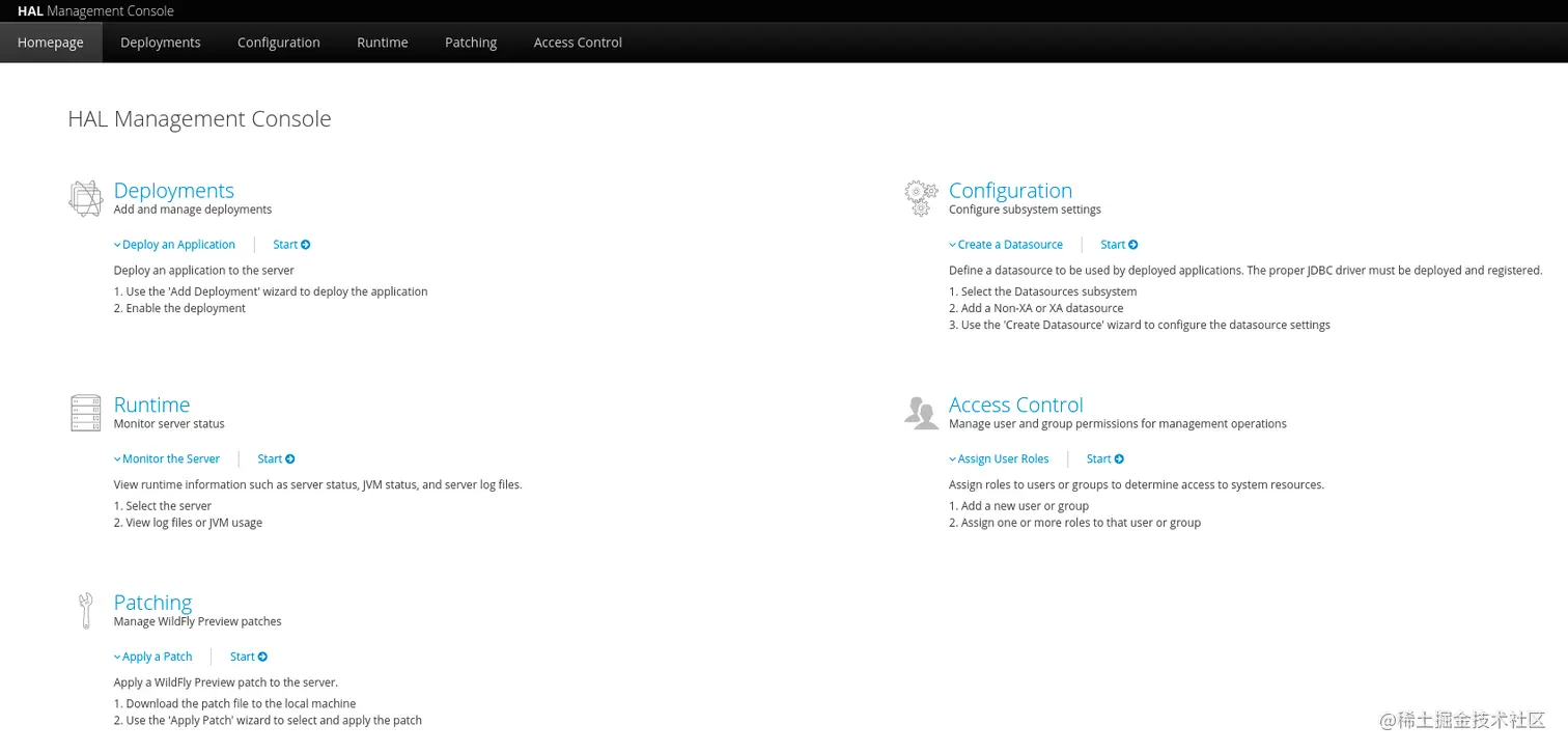 WildFly HAL Management console