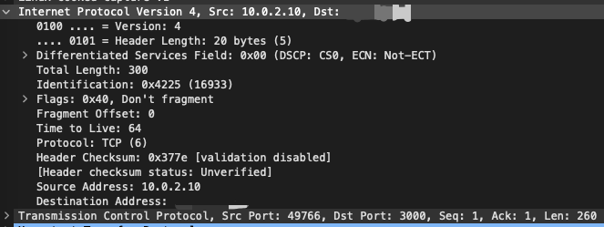 IPV4协议首部报文抓包